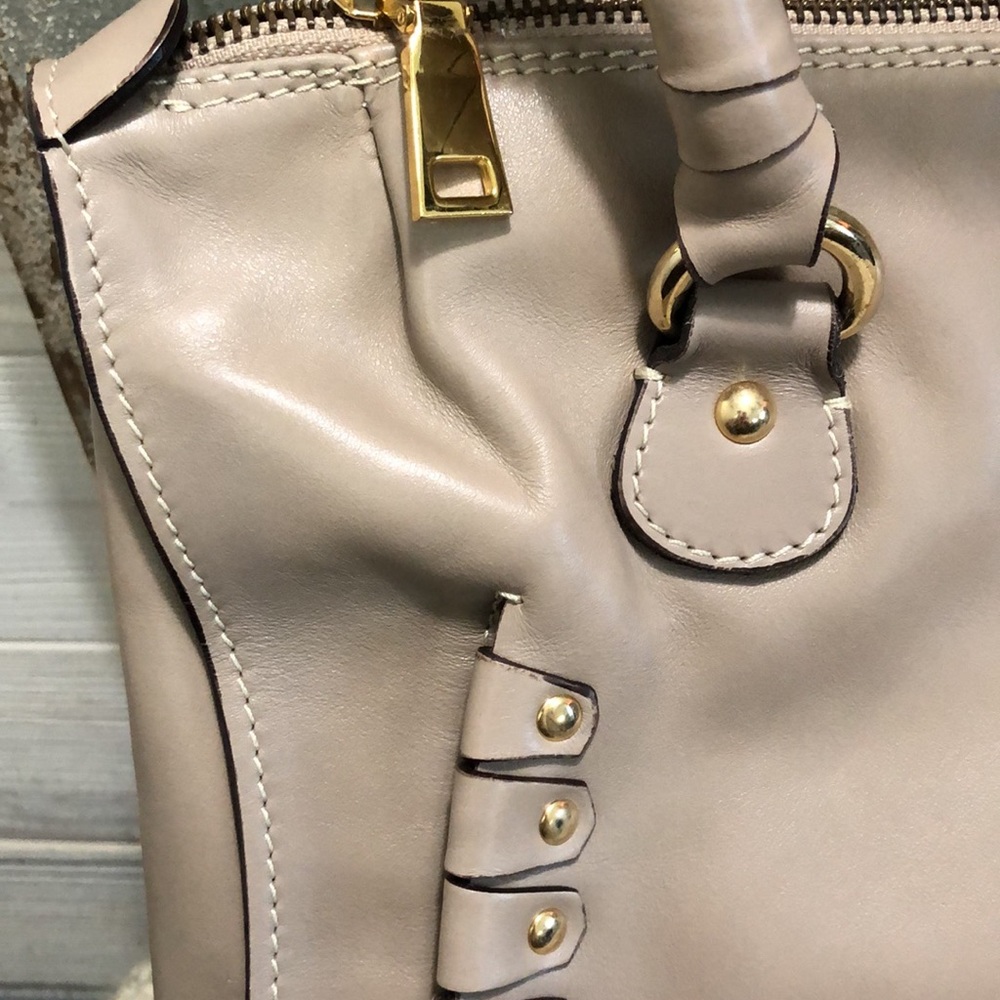 Cavalcanti Taupe Shoulder Bag with Stud Trim - Picture 4 of 14